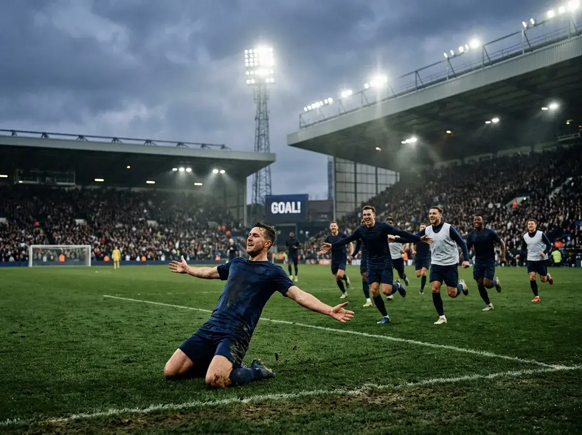 Futbolininkas švenčia išlyginantį įvartį rungtynių viduryje