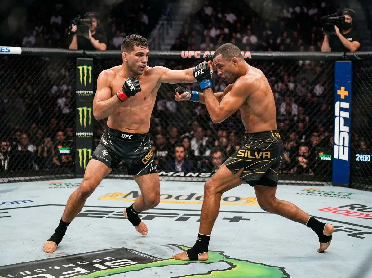 Du lengvasvoriai MMA kovotojai techniškai keičiasi smūgiais oktagone