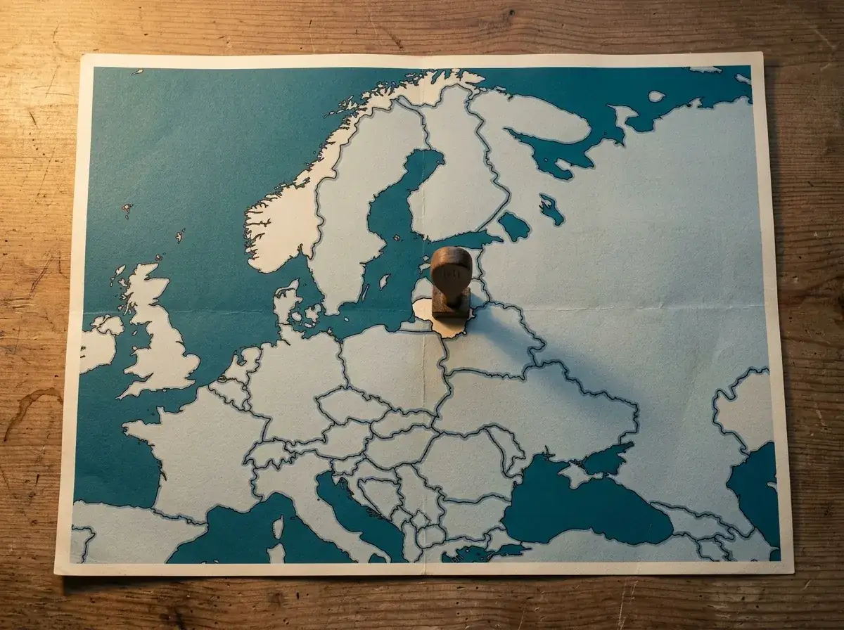 Žemėlapyje pažymėta Lietuvos vieta ES kontekste