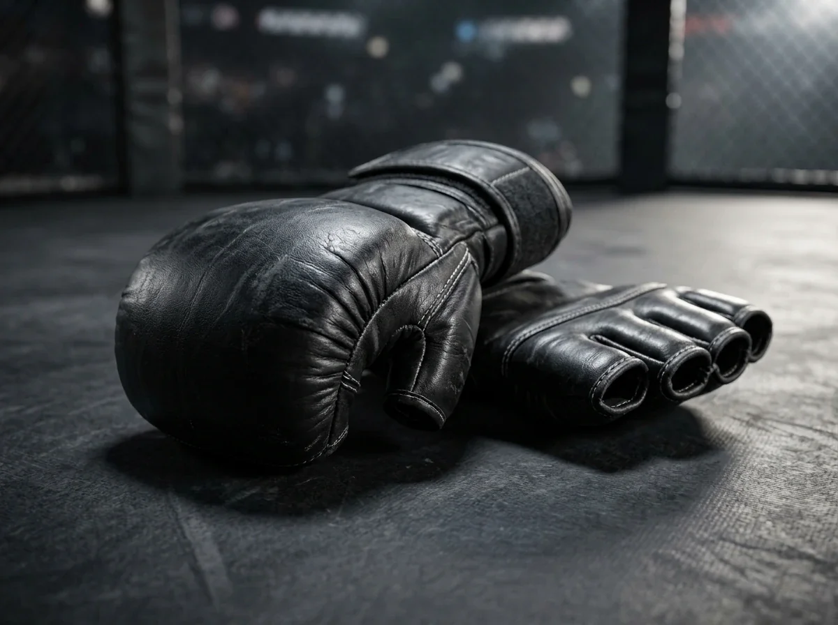 MMA pirštinių vaizdas iš arti — apsauginiai sluoksniai ir piršto anga