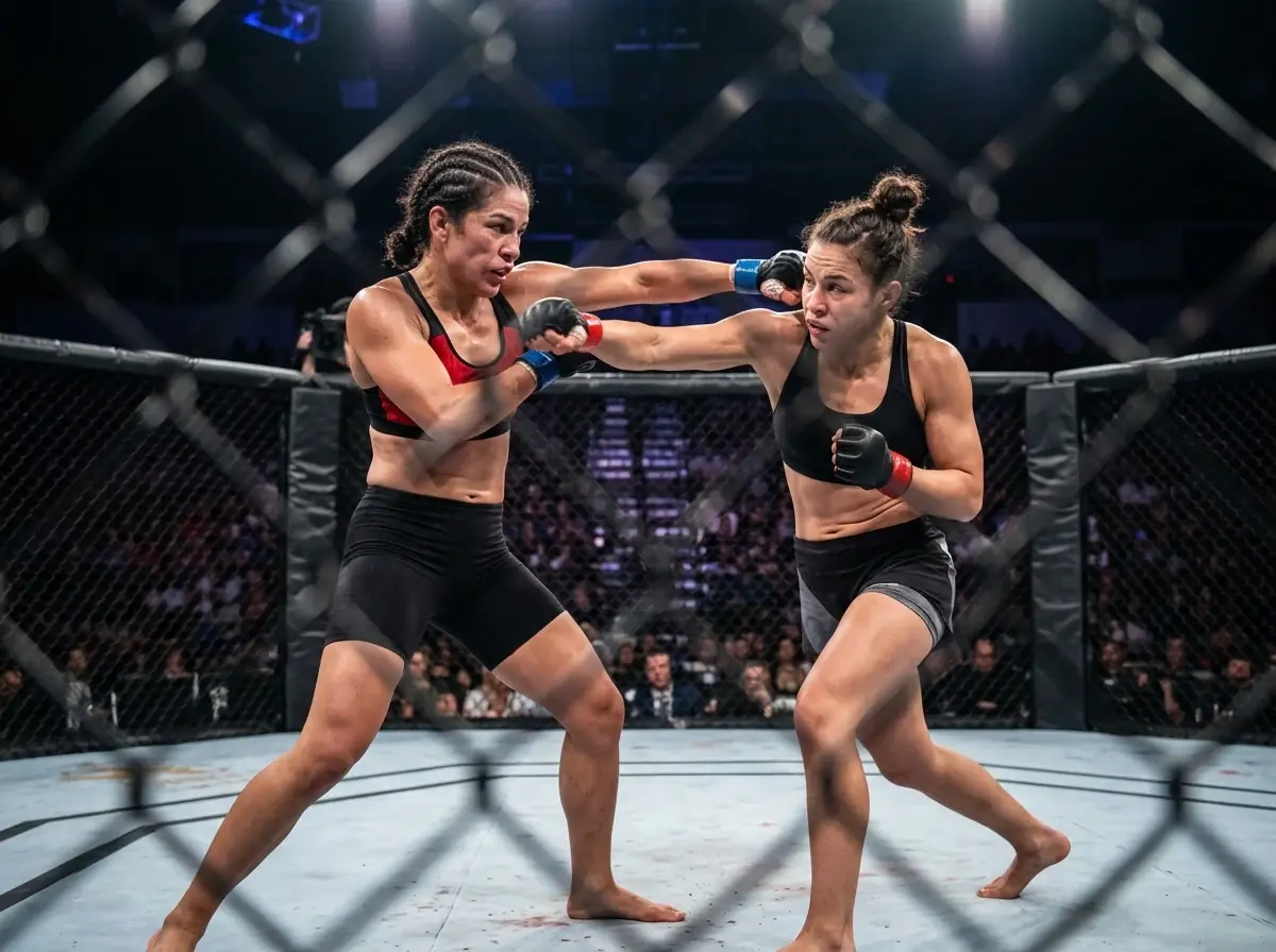 Dvi moterys MMA kovotojos kaunasi oktagone tempinguose mainuose